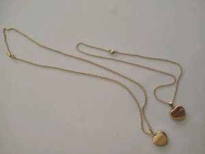 Gold Heart Pendant Necklaces (Set of 2)
