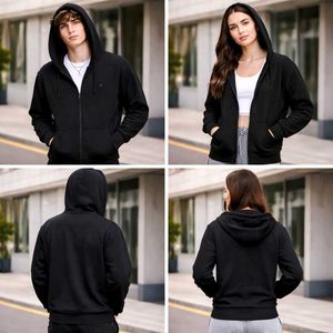 Unisex Black Zip-Up Hoodie