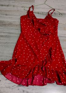 Red Heart Print One Piece Dress