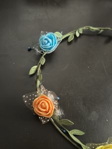 Floral TIARA + Press On Nail + headphones