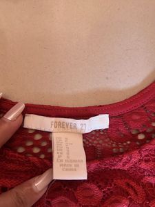Hot Red Net Crop Top