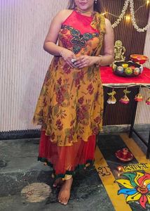 Designer Floral Print Kurta with Scarf