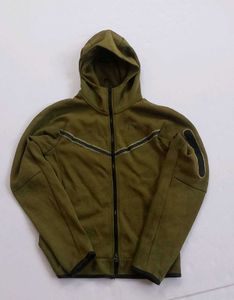 Olive Green Zip-Up Hoodie Jacket