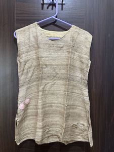 Skinned Pure Linen Cotton Kurti Type Top