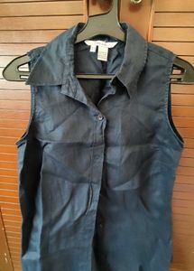 ZARA Basic Navy Sleeveless Shirt / Top