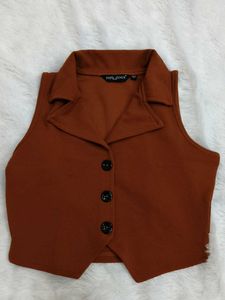 Chic Brown Cropped Vest