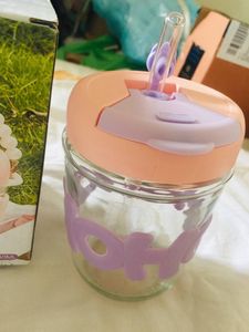 Cute Glass Tumbler with Straw Lid🥰