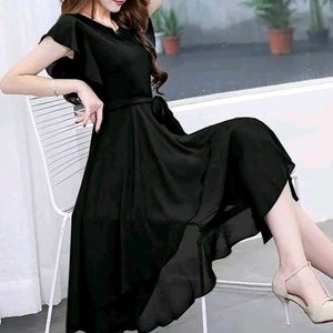 Chic Black Ruffle Midi Dress
