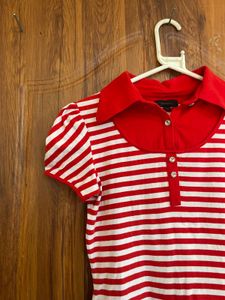 Red &amp; White Striped Polo Shirt