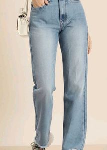 HERE&amp;NOW  High Waisted Light Wash Straight Leg Jea