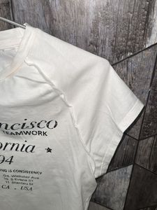White Graphic Print Crop Top