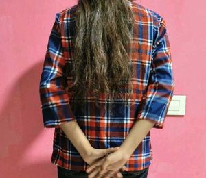 Stylish Plaid 3/4 Sleeve Top
