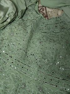 festive special mirror work long gown full sleeves