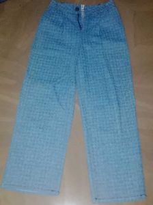 Light Wash Textured Wide Leg Jeans