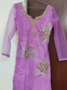 Party Wear Purple Net Suit