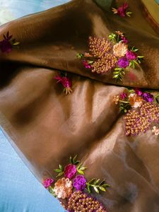 Embroidered Organza Saree