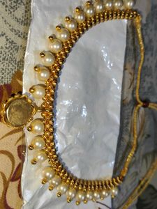 Elegant Gold-Tone Pearl Bridal Choker Necklace