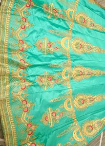 Teal &amp; Gold Embroidered Lehenga