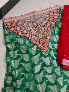 Green &amp; Red rajputi poshak without silai