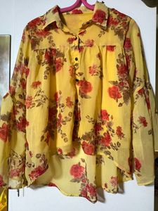 Yellow Floral Sheer top