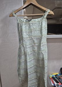 pista green Embroidered Kurta Set