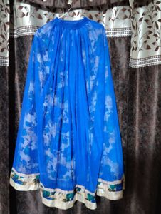 Vibrant Blue Floral Ethnic Skirt