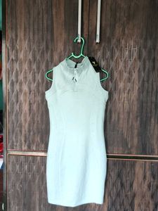 Light Blue Sleeveless Zipper Dress