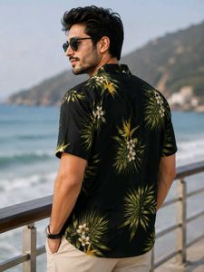 Tropical Floral Black Shirt👔