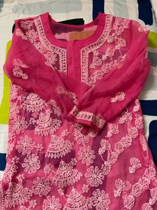Vibrant Pink Chikankari Kurta