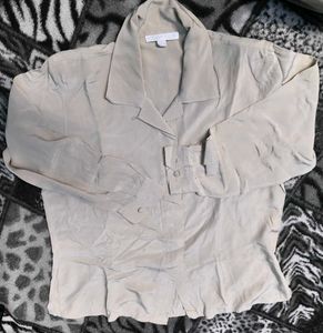 Elegant Beige Button-Up Blouse