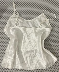 Elegant White Lace Trim Camisole Top