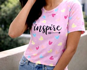 Cute Pink Inspire Heart T-Shirt and green dotted s