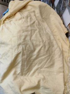 Yellow cord set  with White Embroidery front side
