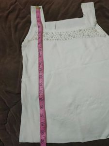 Off White Pearl Detail Top