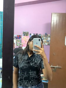 Graffiti Print Cropped Tee