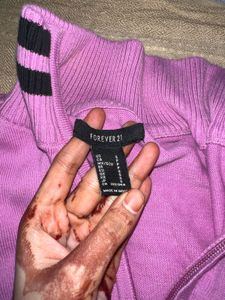 Lilac Cropped Zip-Up Sweater