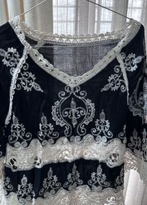 Elegant Black &amp; White Lace Top