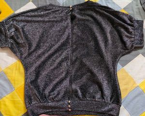 Sparkly Puff Sleeve Crop Top