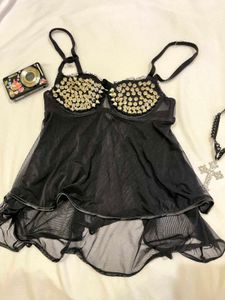 Black Spiked babydoll lingerie