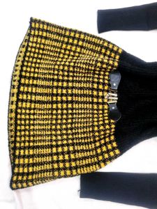 Chic Black &amp; Yellow Plaid Turtleneck Dress