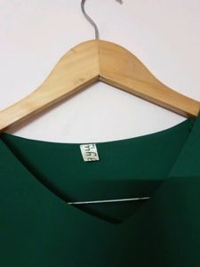 Green Georgette Casual Wrap Top