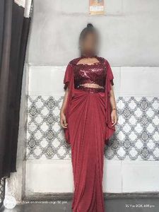 stylish draped skirt with sequence top 😍