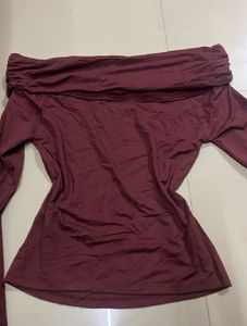 Maroon Off-Shoulder Top