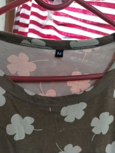 Brown Floral Print Casual Dress