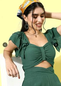 Elegant Green Crop Top &amp; Palazzo Set
