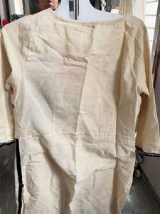 Cream Floral Print Kurta