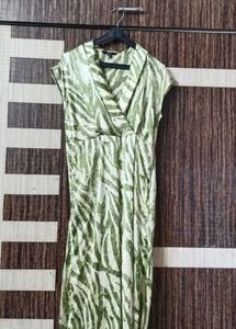 Stylish Green Zebra Print Wrap Dress
