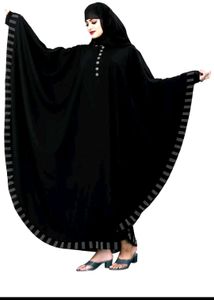 Elegant Black Abaya with Striped Trim