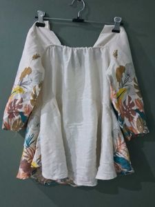 Boho Tropical Print Peplum Top