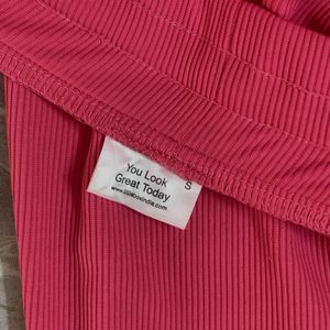 Bright Pink Ribbed Trousers
